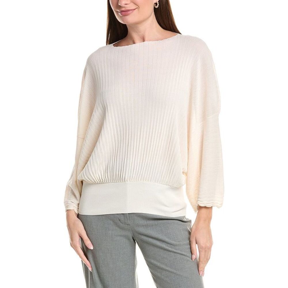 Lafayette 148 New York Womens Pleated Dolman Silk Sweater